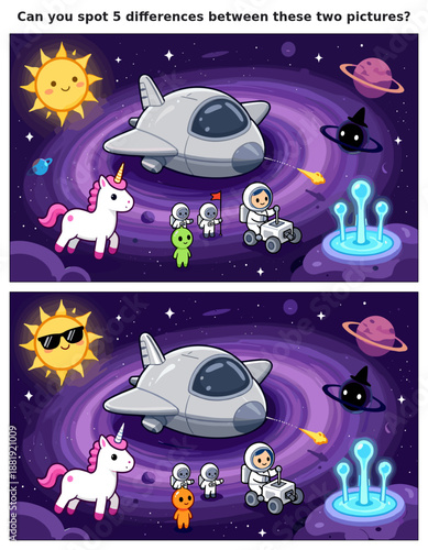 spot the difference, kids activity, fun games, puzzles for kids, educational activity, brain teaser, difference game, coloring pages, coloring books, book cover, kdp, kdp interior, kids challenges, le