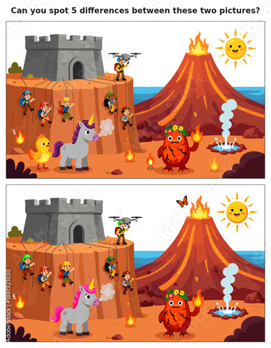 spot the difference, kids activity, fun games, puzzles for kids, educational activity, brain teaser, difference game, coloring pages, coloring books, book cover, kdp, kdp interior, kids challenges, le