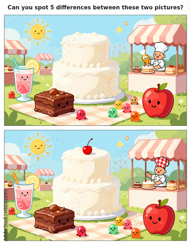 spot the difference, kids activity, fun games, puzzles for kids, educational activity, brain teaser, difference game, coloring pages, coloring books, book cover, kdp, kdp interior, kids challenges, le