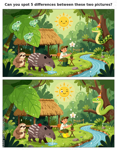 spot the difference, kids activity, fun games, puzzles for kids, educational activity, brain teaser, difference game, coloring pages, coloring books, book cover, kdp, kdp interior, kids challenges, le