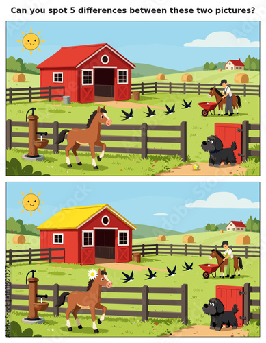 spot the difference, kids activity, fun games, puzzles for kids, educational activity, brain teaser, difference game, coloring pages, coloring books, book cover, kdp, kdp interior, kids challenges, le