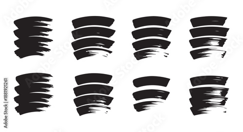 Black brush strokes collection, artistic background, creative paint marks