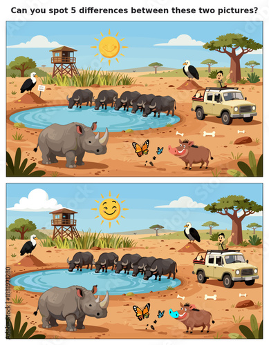 spot the difference, kids activity, fun games, puzzles for kids, educational activity, brain teaser, difference game, coloring pages, coloring books, book cover, kdp, kdp interior, kids challenges, le