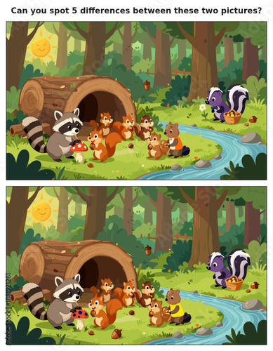 spot the difference, kids activity, fun games, puzzles for kids, educational activity, brain teaser, difference game, coloring pages, coloring books, book cover, kdp, kdp interior, kids challenges, le