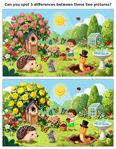 spot the difference, kids activity, fun games, puzzles for kids, educational activity, brain teaser, difference game, coloring pages, coloring books, book cover, kdp, kdp interior, kids challenges, le