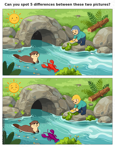 spot the difference, kids activity, fun games, puzzles for kids, educational activity, brain teaser, difference game, coloring pages, coloring books, book cover, kdp, kdp interior, kids challenges, le