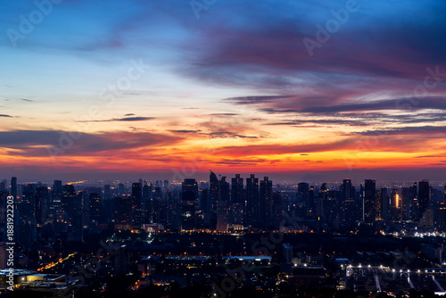 Wallpaper Mural Bangkok city skyline at dawn, dramatic sky, urban metropolis, Thailand Torontodigital.ca