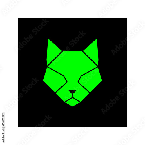 AI Cat Solid Black Silhouette Flat Vector Design