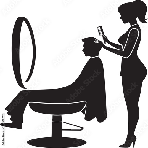 Stylish haircut in modern salon with professional stylist