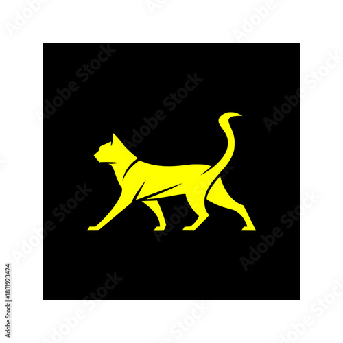 AI Cat Solid Black Silhouette Flat Vector Design