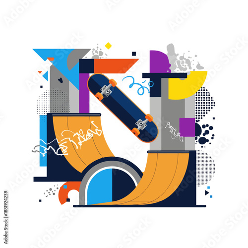 Vibrant Skateboard Design Elements