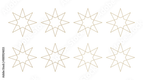 Geometric Stars Arrangement: A symmetrical arrangement of elegant star patterns in a seamless array, creating a visual harmony.