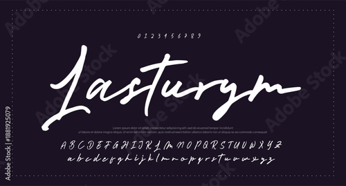 Signature Font Uppercase Lowercase And Number. Script Font Calligraphy Logotype elegant Font Type Font lettering handwritten. vector illustration  