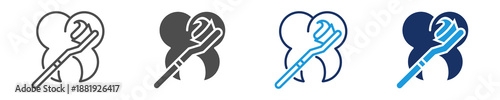 brush teeth icon set multiple concept