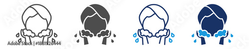wash face icon set multiple concept
