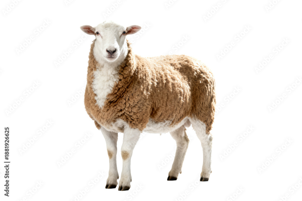 Fototapeta premium Domestic sheep with brown wool and white face