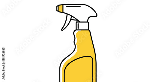 Industrial yellow spray bottle with a white trigger nozzle, used for cleaning, disinfecting, and household chemical application.