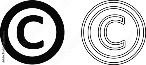 Black and Outline Copyright Symbols vector illustration