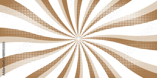 Sunlight rays brown and white color burst background. Sun beam ray sunburst wallpaper. Retro bright backdrop. Vintage poster vector illustration