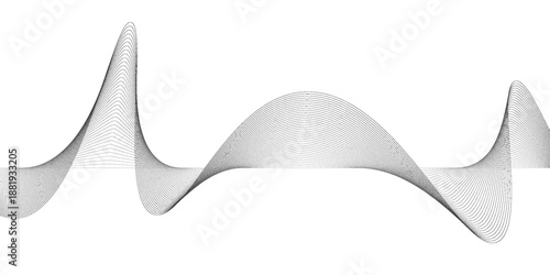 Smooth flowing curves form dynamic abstract composition. Grey ribbons on white backdrop. Modern vector graphic for digital presentations and contemporary business templates.