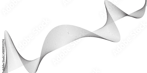 Smooth flowing curves form dynamic abstract composition. Grey ribbons on white backdrop. Modern vector graphic for digital presentations and contemporary business templates.