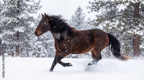 Wallpaper Mural Horse galloping in a snowy landscape Torontodigital.ca