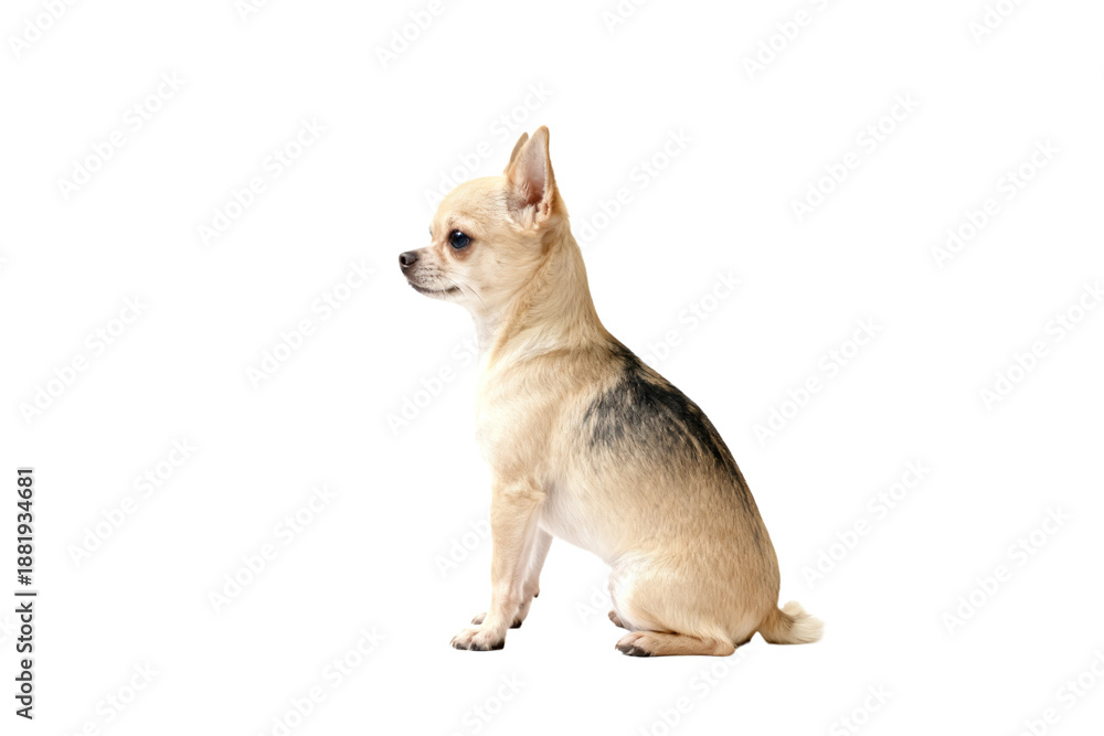 Obraz premium Chihuahua Dog Sitting on White Background