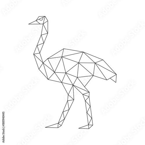 Polygonal line art of ostrich vector