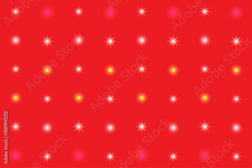 Seamless red festive background with glowing star lights and soft sparkle dots. Vibrant decorative pattern perfect for Christmas, celebrations, wallpapers, wrapping paper, and joyful graphic designs.