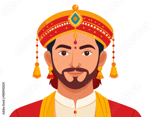 Indian cultural festival head vector illustration front-facing head only