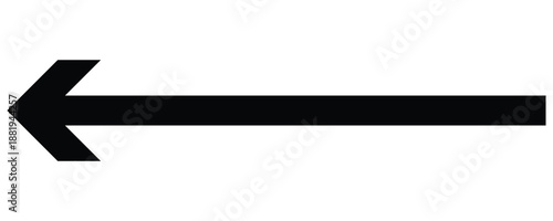 Black long arrow icon. Big arrow icon. Long arrow vector icon. Black horizontal long arrow. Left long black arrows on white background.