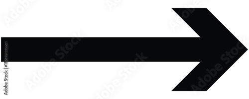 Black long arrow icon. Big arrow icon. Long arrow vector icon. Black horizontal long arrow. Right long black arrows on white background.