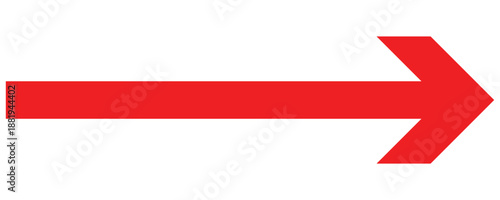 Vector red long arrow icon.  Red arrow pointing vector. Red right arrow icon. Straight long arrow pointing . Vector long arrow  for graphic design.