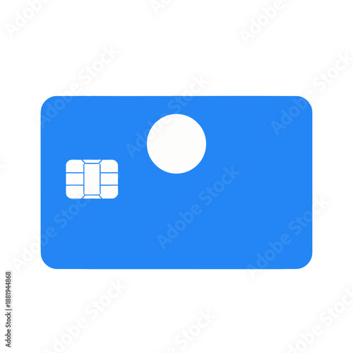 Blue payment card vector icon.