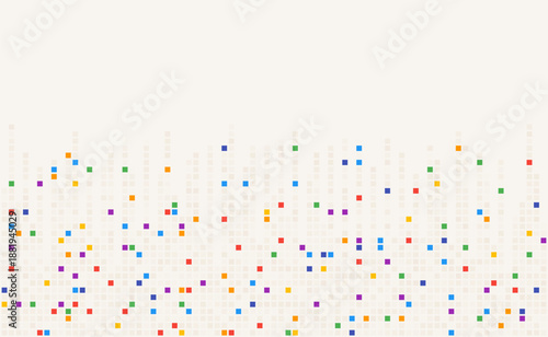 Light pixel background with scattered colorful data points, representing big data distribution, digital information flow, analytics, and modern technology concepts.
