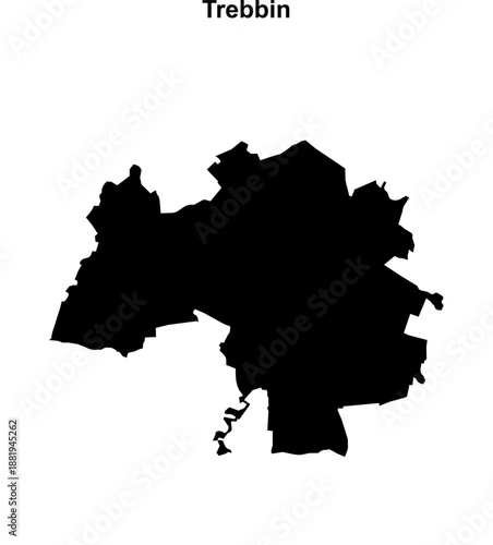 Trebbin (Brandenburg) blank outline map