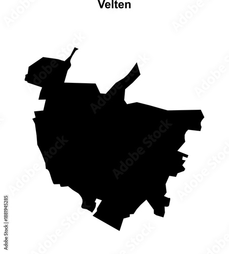 Velten (Brandenburg) blank outline map