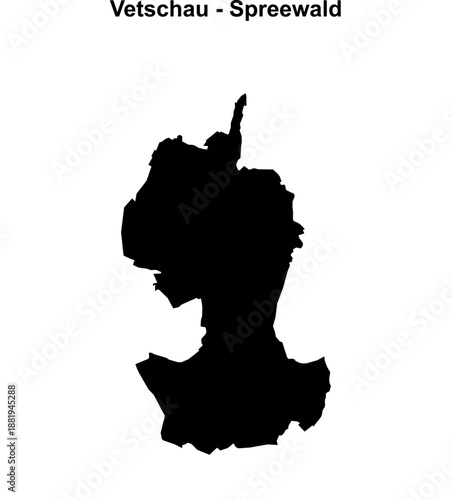 Vetschau - Spreewald (Brandenburg) blank outline map