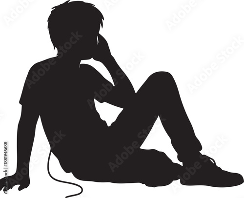 Silhouette of a person listening to music