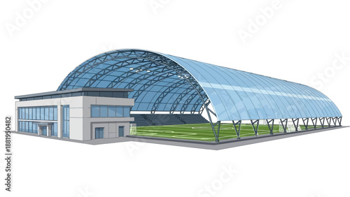 Modern Sports Complex with Indoor Training Arena and Outdoor Field