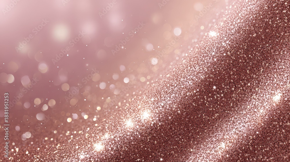 Fototapeta premium Elegant Rose Gold Glitter Surface with Subtle Folds for Festive Invitations