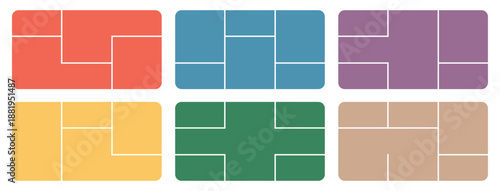 Set of colorfull Rectangle Photo Frame. photo collage template. colorfull picture wall album for abstract background, vector illustration.