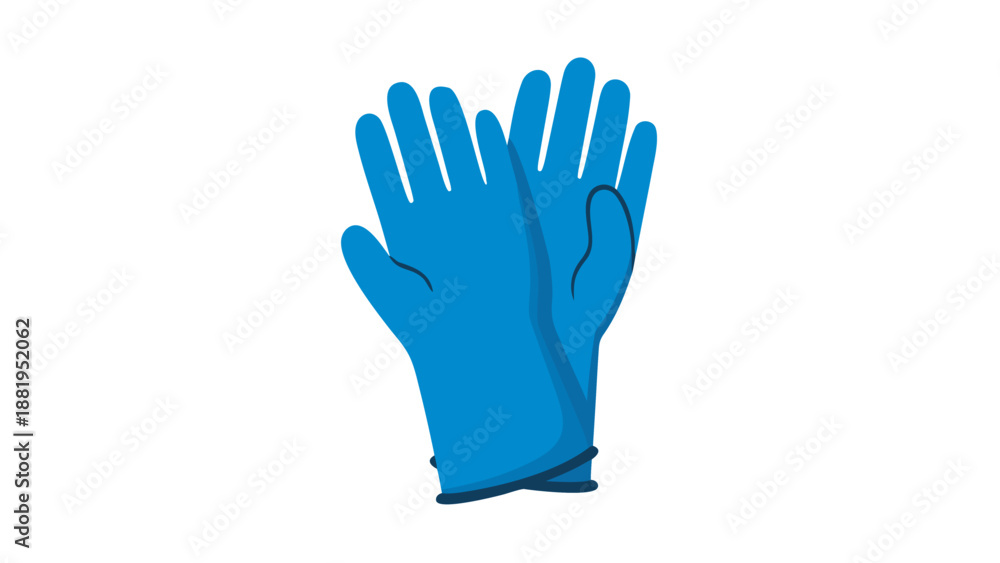 Fototapeta premium Pair of blue rubber gloves for cleaning or protection on a white background