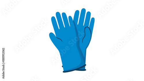 Pair of blue rubber gloves for cleaning or protection on a white background