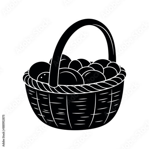 Basket of Apples Silhouette.