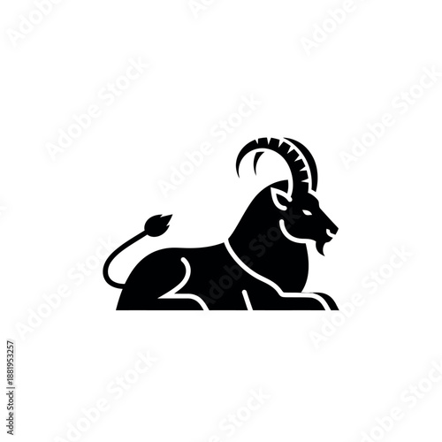 Capricorn zodiac sign symbol stylized illustration.