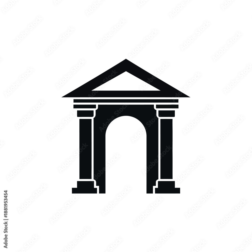 Fototapeta premium Classical building icon with pillars and archway.
