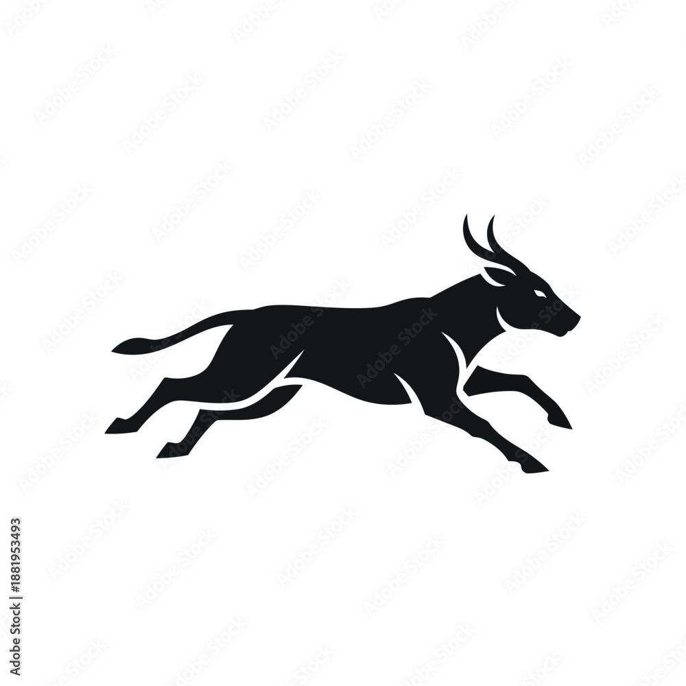 Fototapeta premium Dynamic Running Antelope Silhouette.