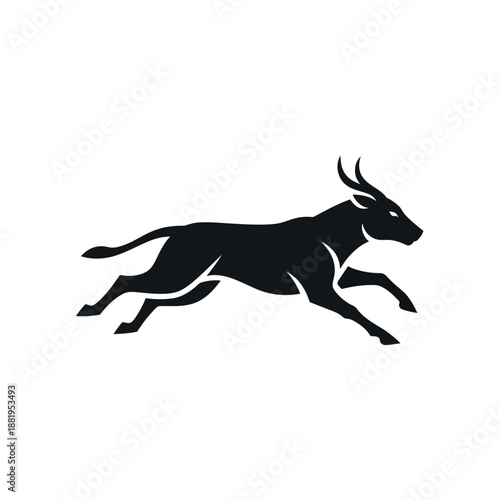 Dynamic Running Antelope Silhouette.