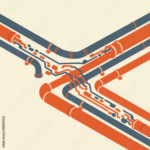 Warehouse logistics and packaging process with conveyor belts and cardboard boxes.